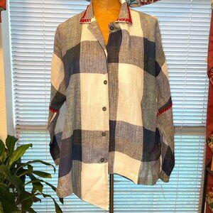 NWT Blue and White Embroidered Shirt Blouse MSQUARE by NEETU MALIK sz 2 …